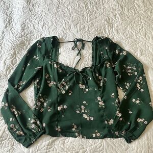 Abercrombie & Fitch Floral Green Women's Top